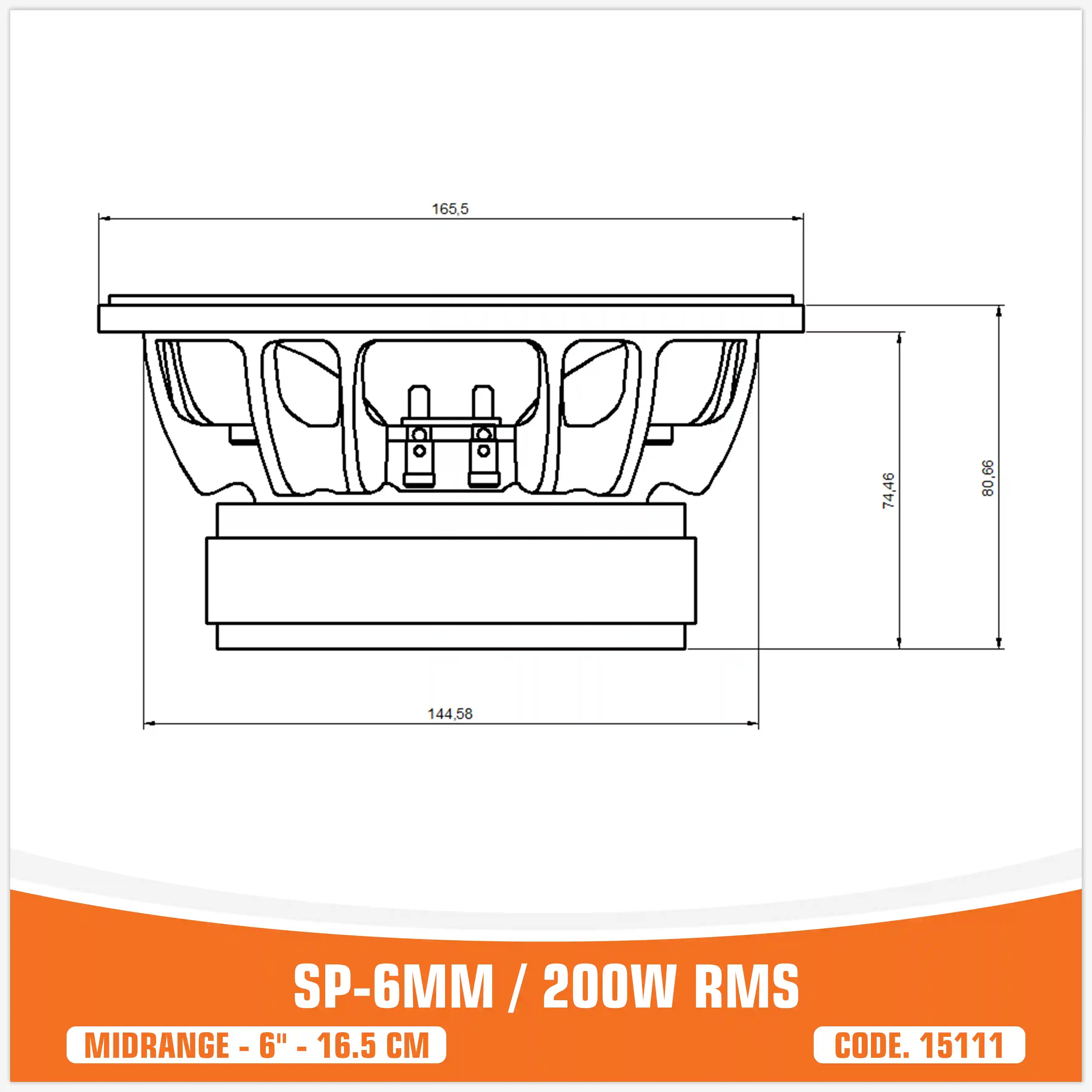 SP 6MM MEDIO RANGO EXTREMO 6,5"/16,5CM 200W RMS (PRECIO POR PAR)