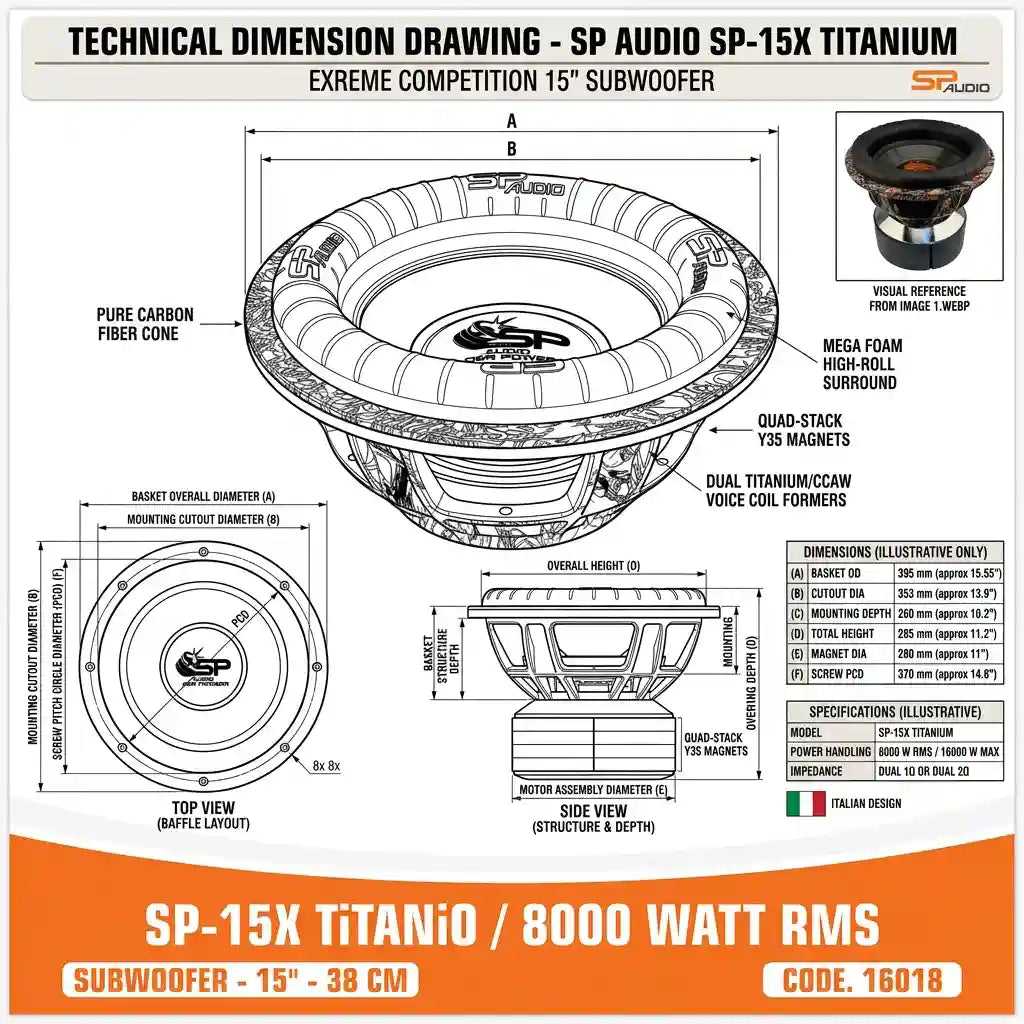 SP-15X TiTANiUM . 8000 WATT RMS (PRICE UNIT)