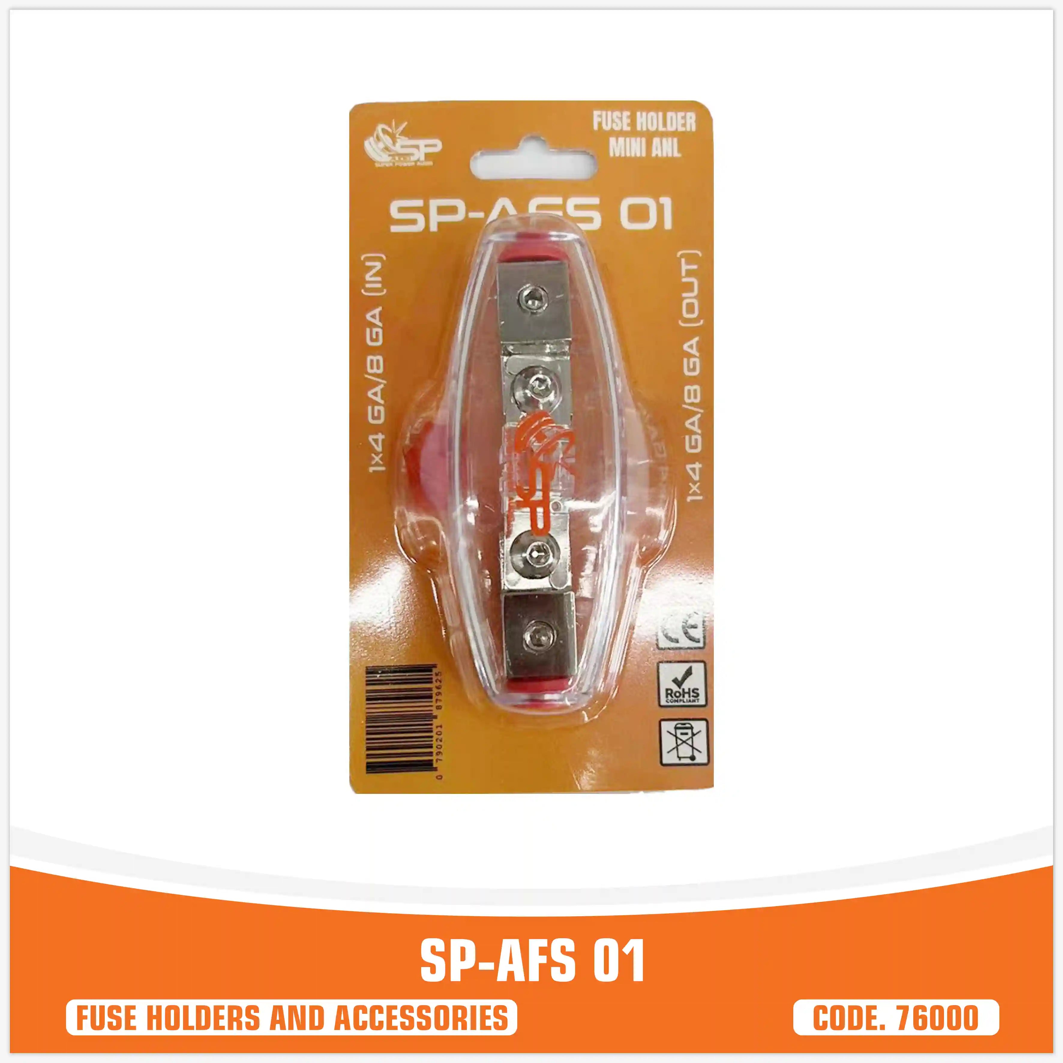SP AFS 01 FUSEHOLDER MINI ANL 1x4GA/8GA IN + 1x4/8 GA OUT