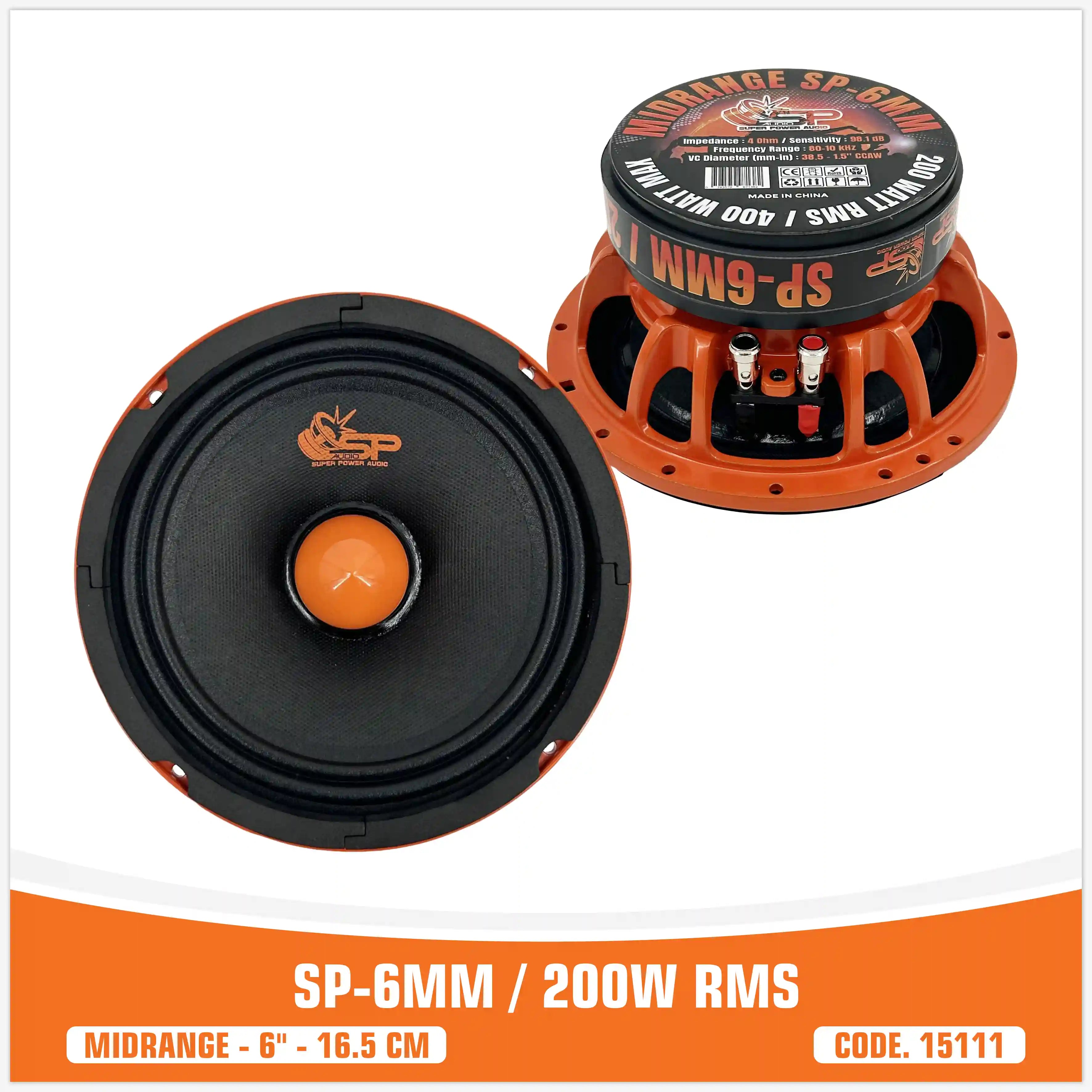 SP 6MM MEDIO RANGO EXTREMO 6,5"/16,5CM 200W RMS (PRECIO POR PAR)