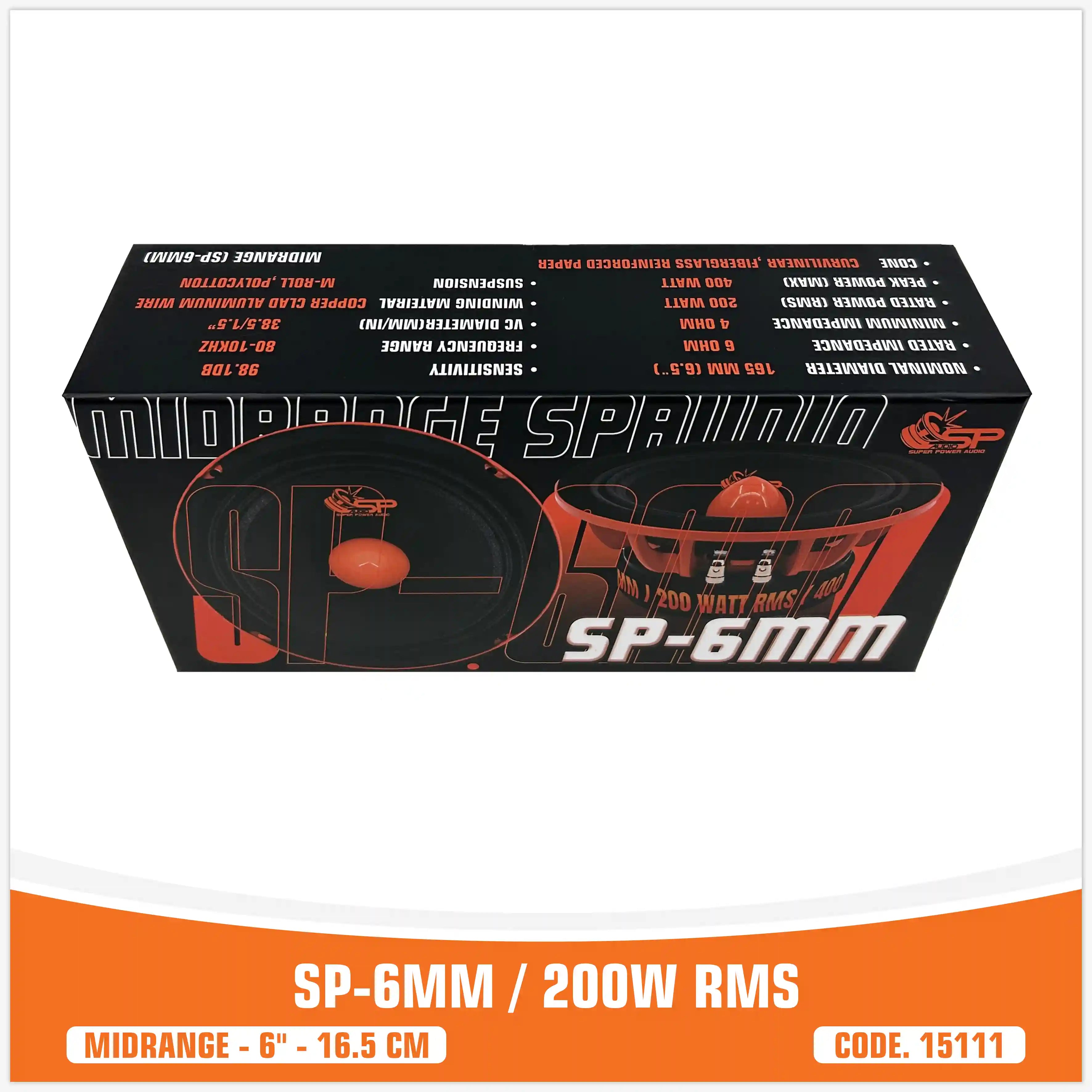 SP 6MM MEDIO RANGO EXTREMO 6,5"/16,5CM 200W RMS (PRECIO POR PAR)