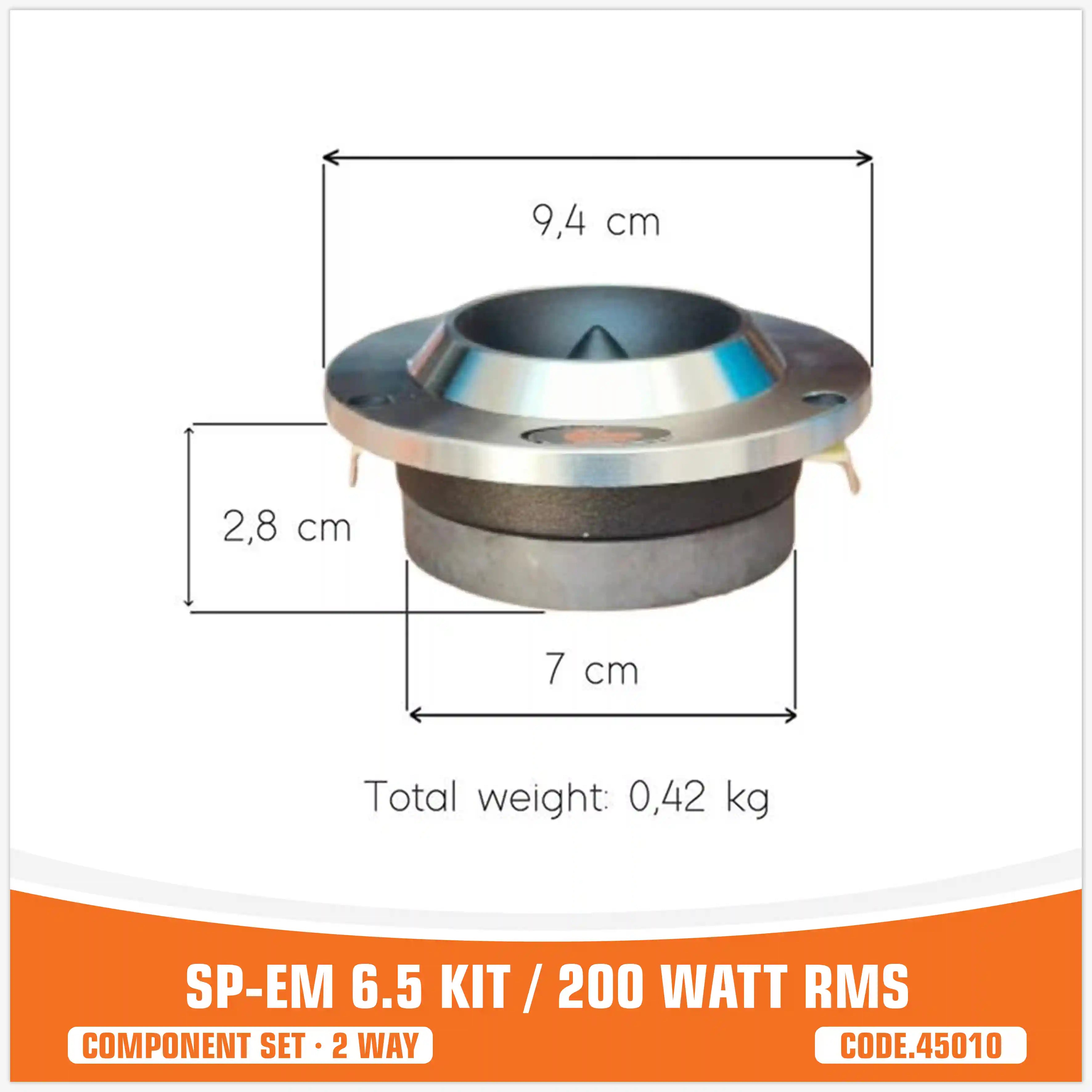 SP EM 6.5KIT 2 WAY 2 WOOFER +2 TW + 2 CROSS 200W RMS (KIT PRICE)