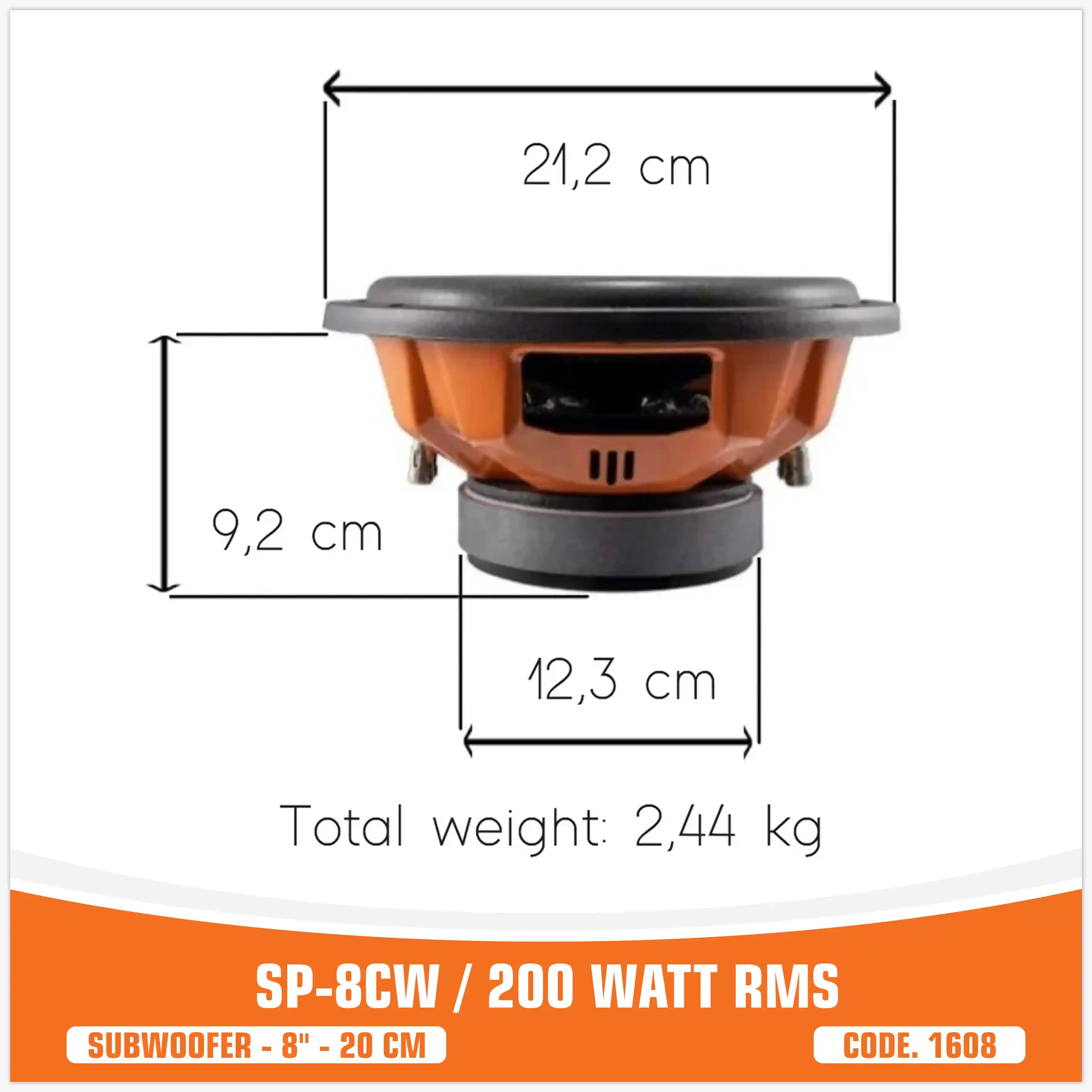 SP 8CW ENTRY LEVEL SUBWOOFER 8"/20CM 200WATT RMS (UNIT PRICE)