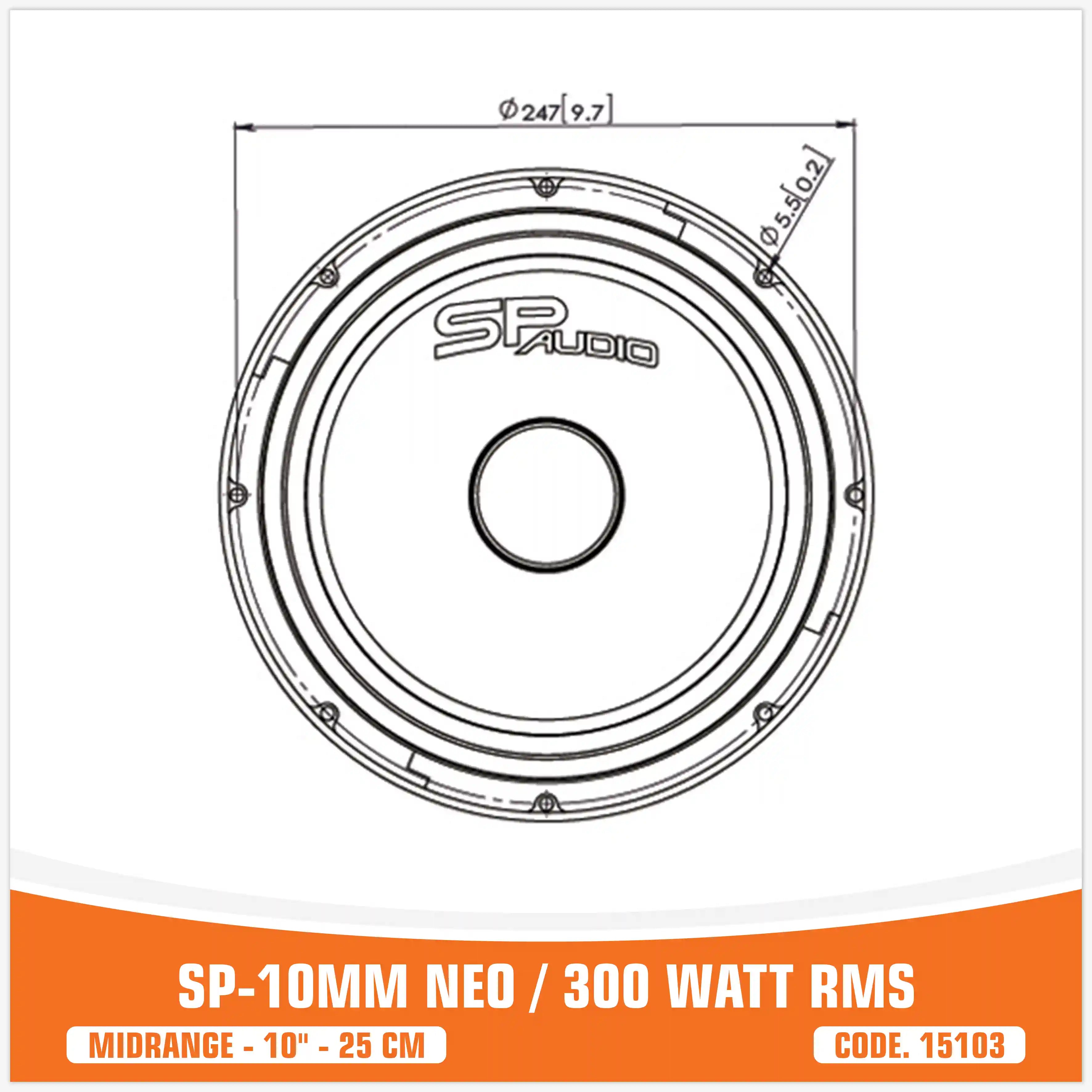 SP 10MM NEO MIDRANGE EXTREME 10"/25CM NEO MAGNET 300W RMS (UNIT PRICE)