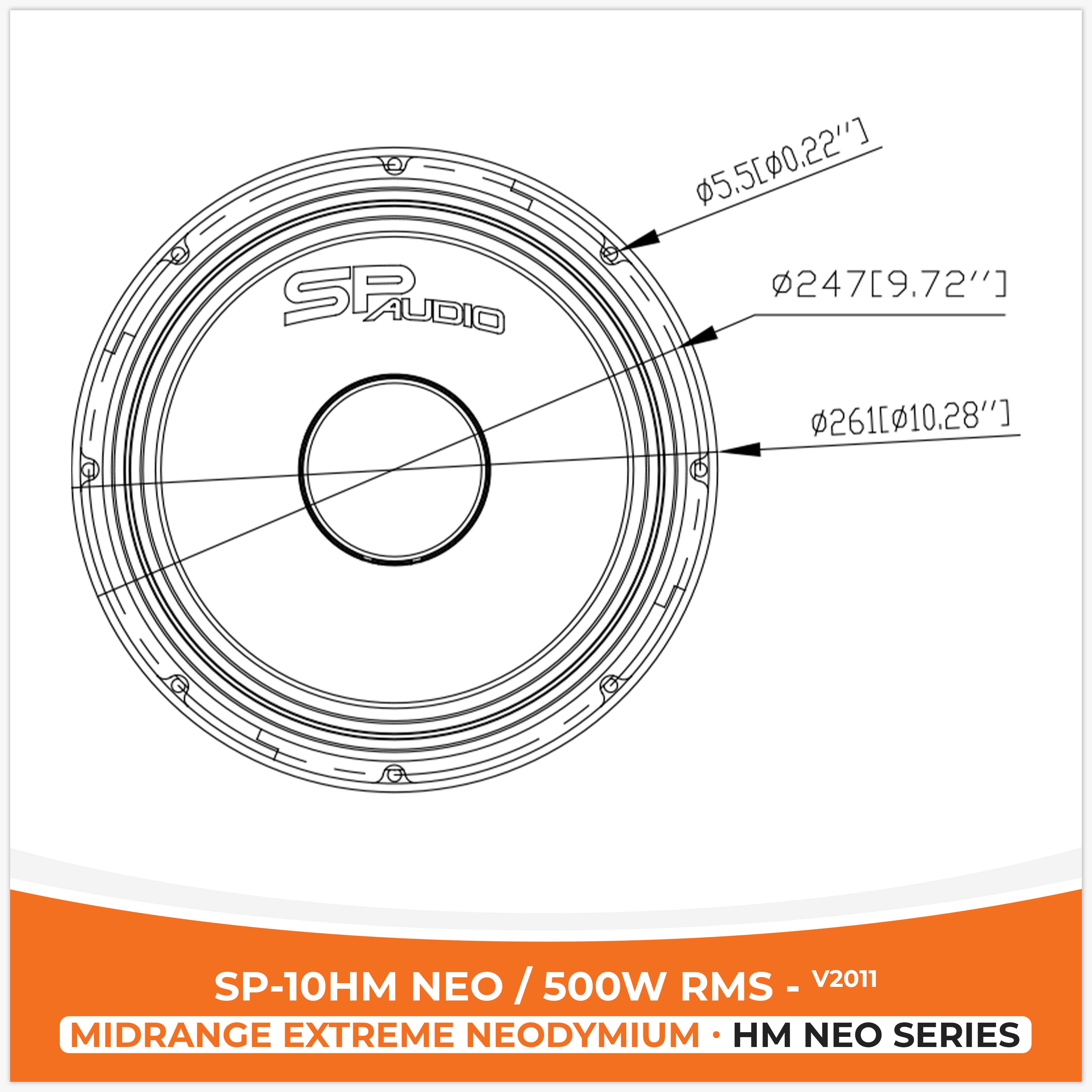 SP 10HM NEO MIDRANGE EXTREME 10"/25CM NEO MAGNET 500W RMS, V2011 (UNIT PRICE)