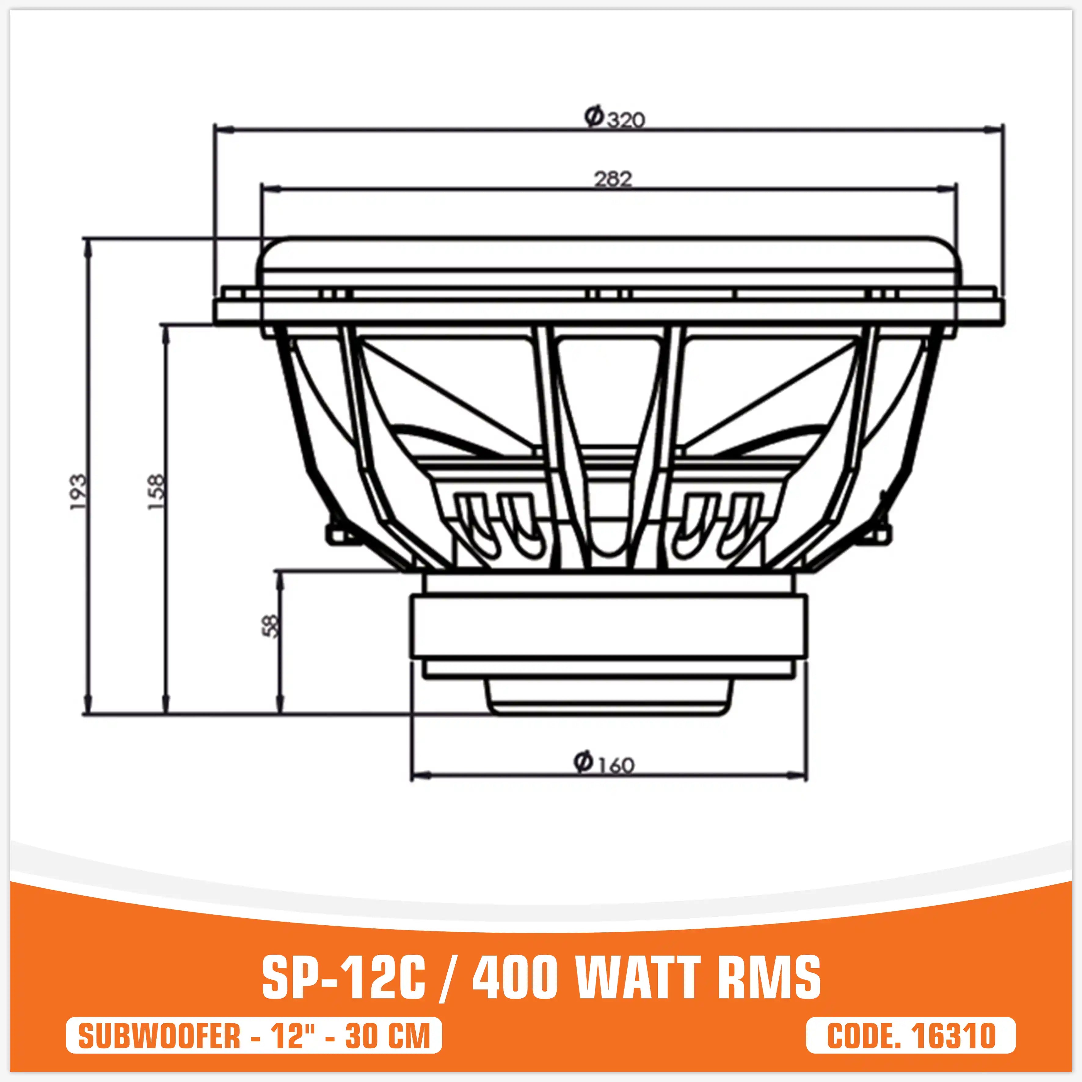 SP 12C SUBWOOFER 12"/30CM 400W RMS (UNIT PRICE)