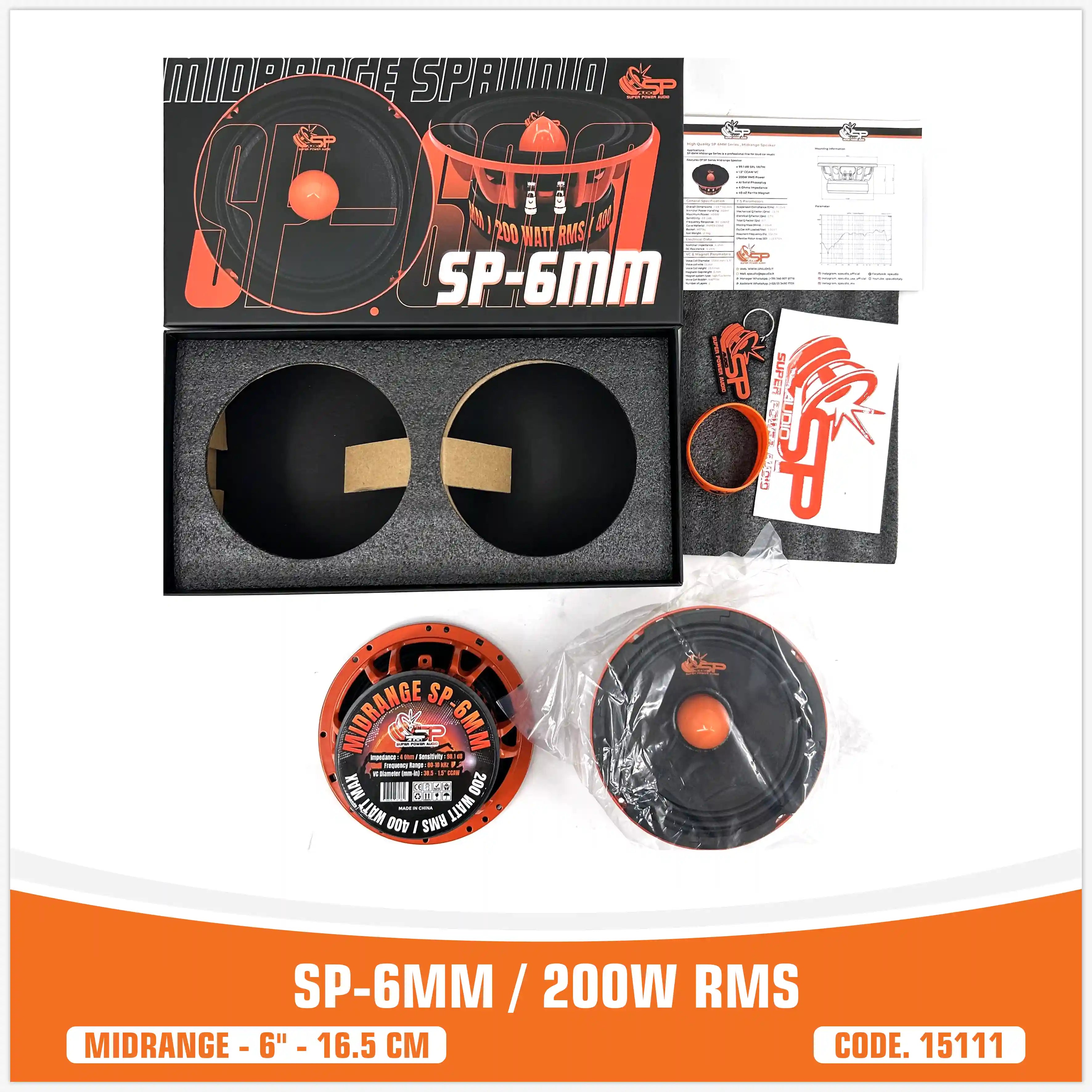  SP 6MM MEDIO RANGO EXTREMO 6,5"/16,5CM 200W RMS (PRECIO POR PAR)