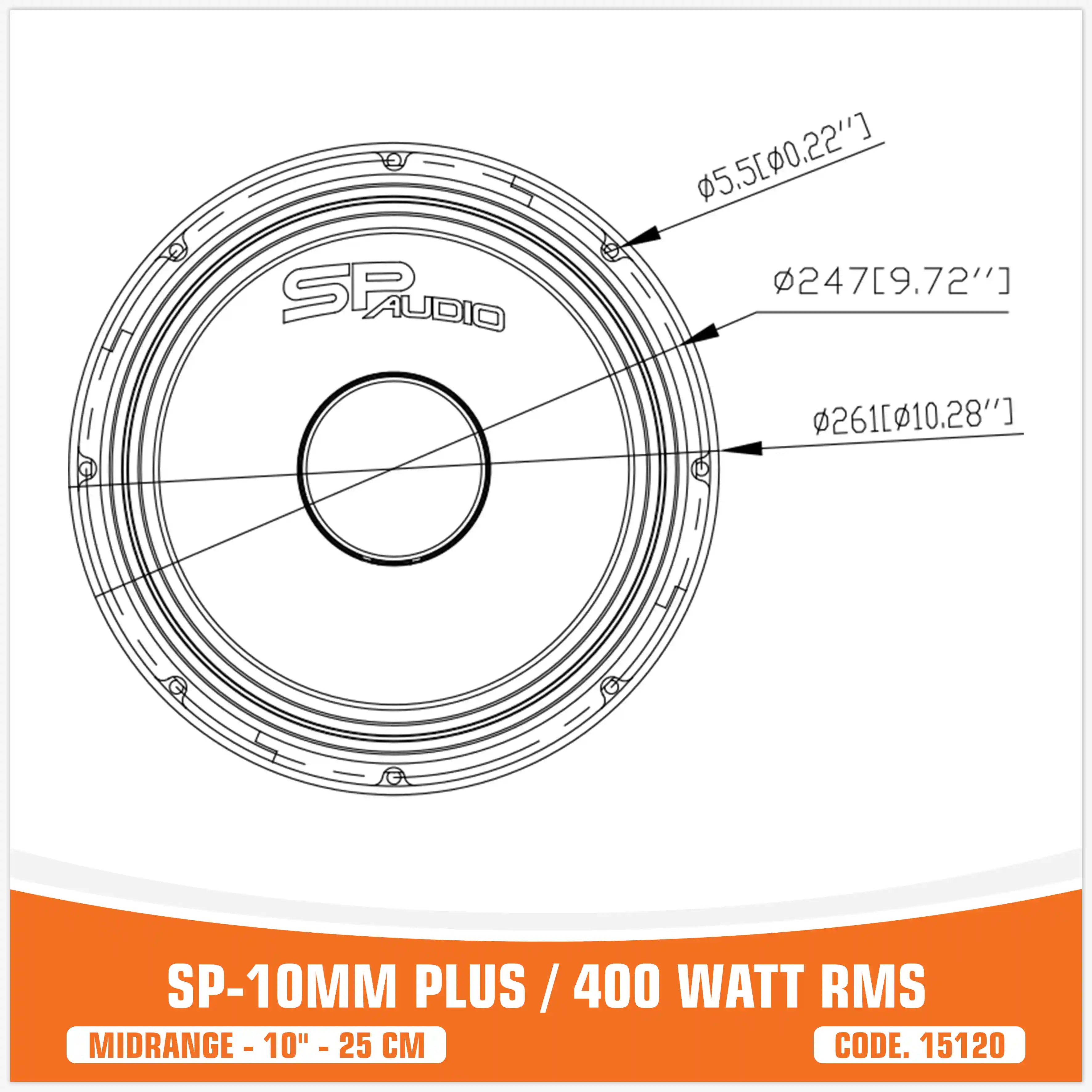 SP 10MM PLUS MIDRANGE EXTREME 10"/25CM BIG MODEL! 400W RMS (UNIT PRICE)