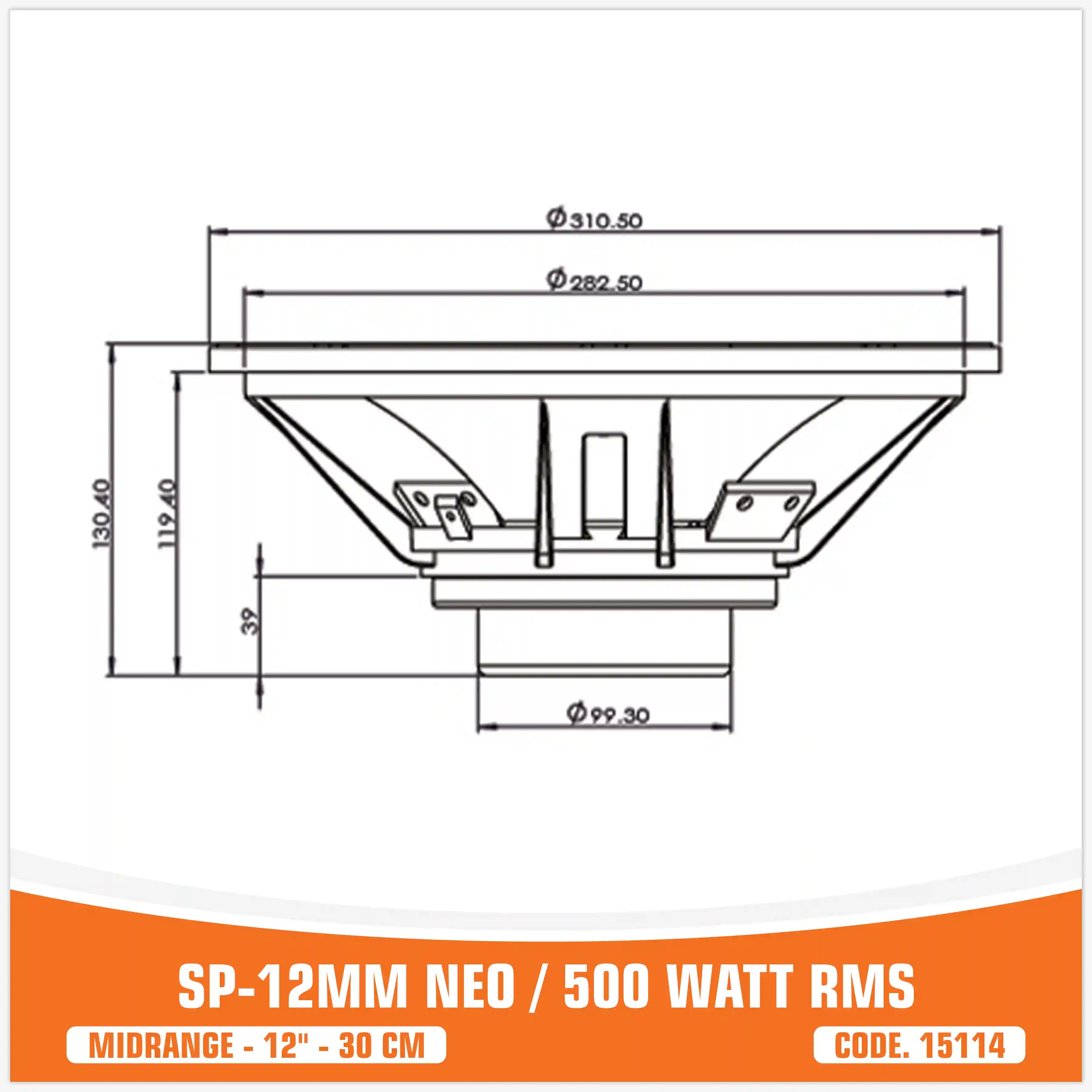 SP 12MM NEO MIDRANGE EXTREME 12"/30CM NEO MAGNET 500W RMS (UNIT PRICE)