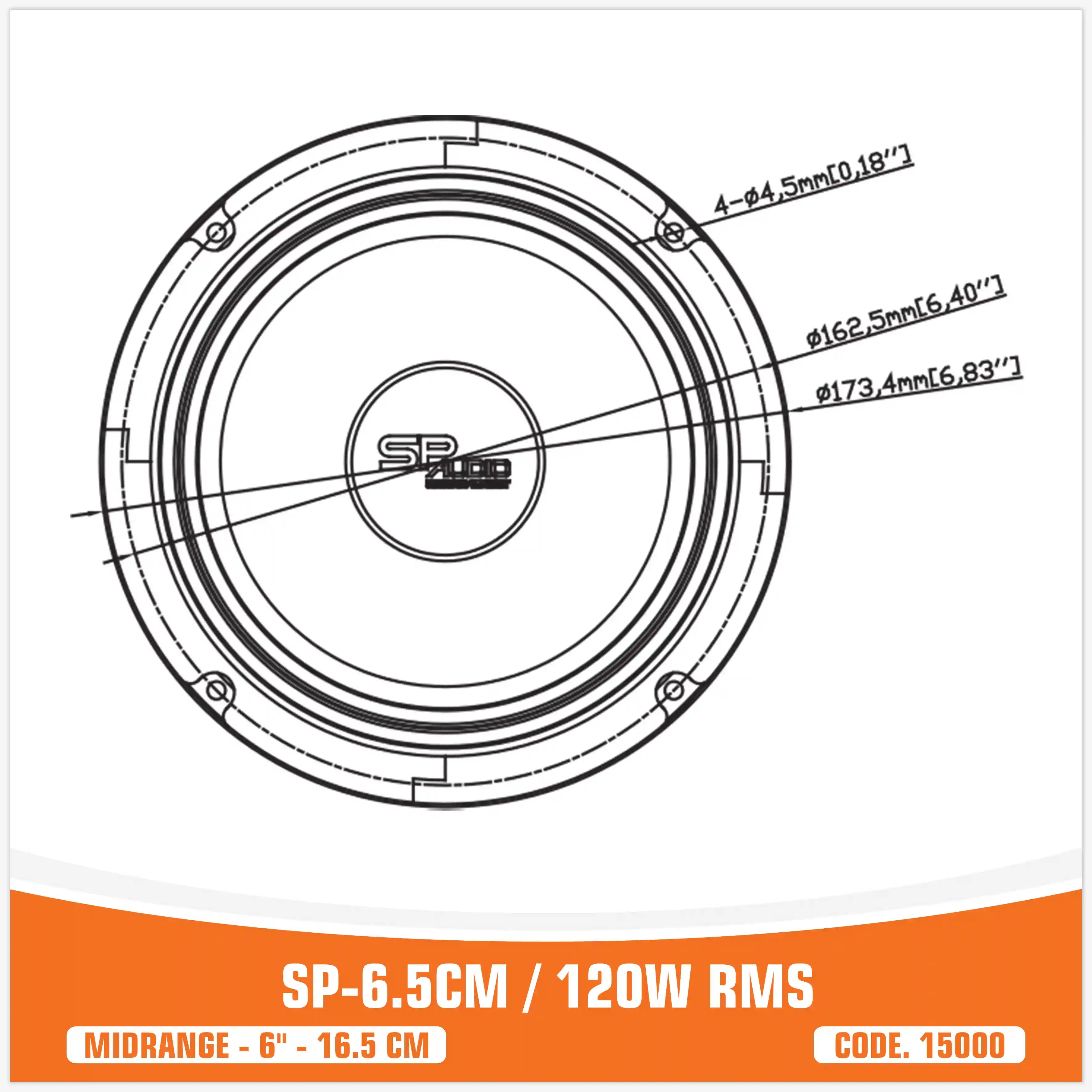 SP 6.5CM MIDRANGE BEST SELLER 6,5"/16,5CM 120W RMS (PAIR PRICE)