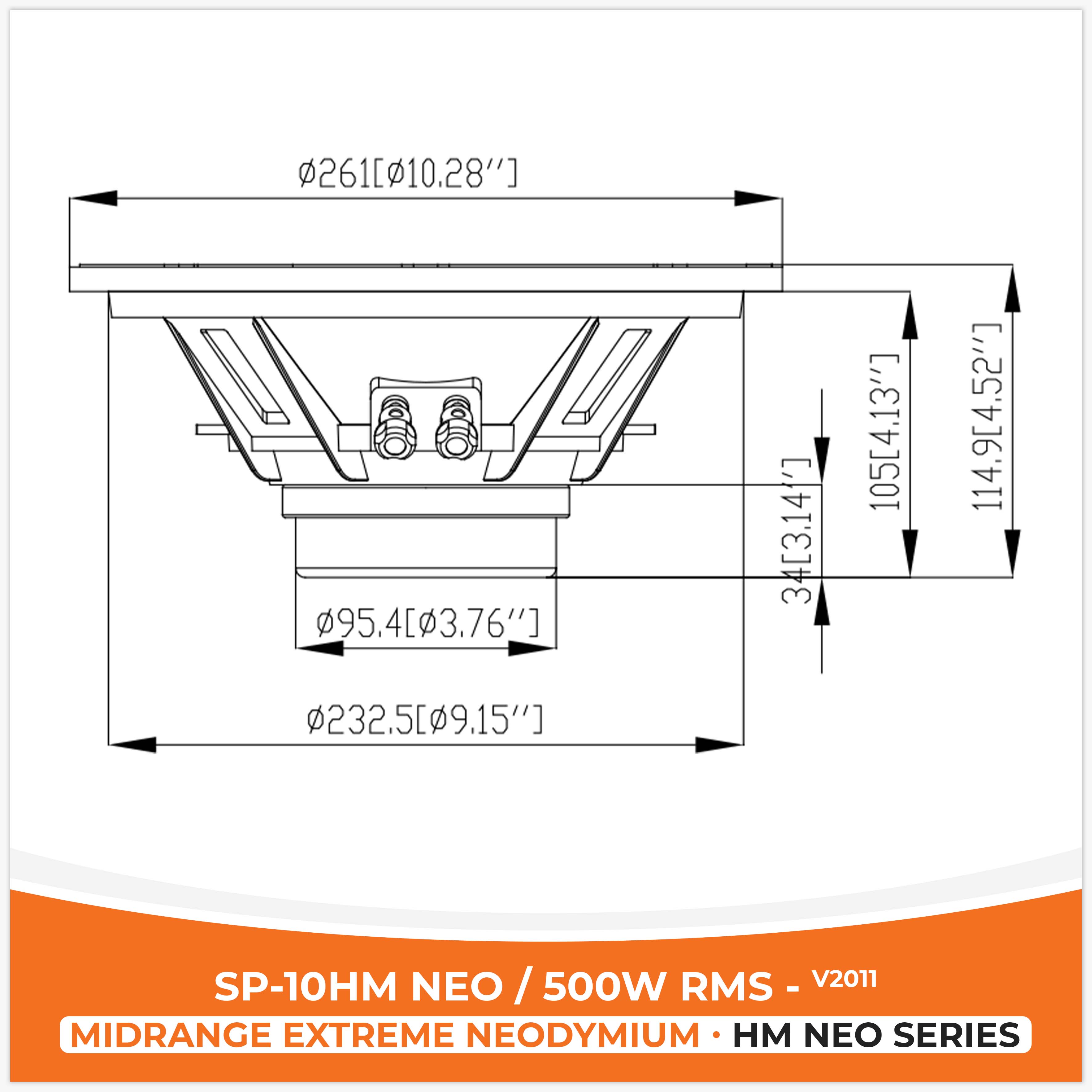 SP 10HM NEO MIDRANGE EXTREME 10"/25CM NEO MAGNET 500W RMS,  V2011 (UNIT PRICE)